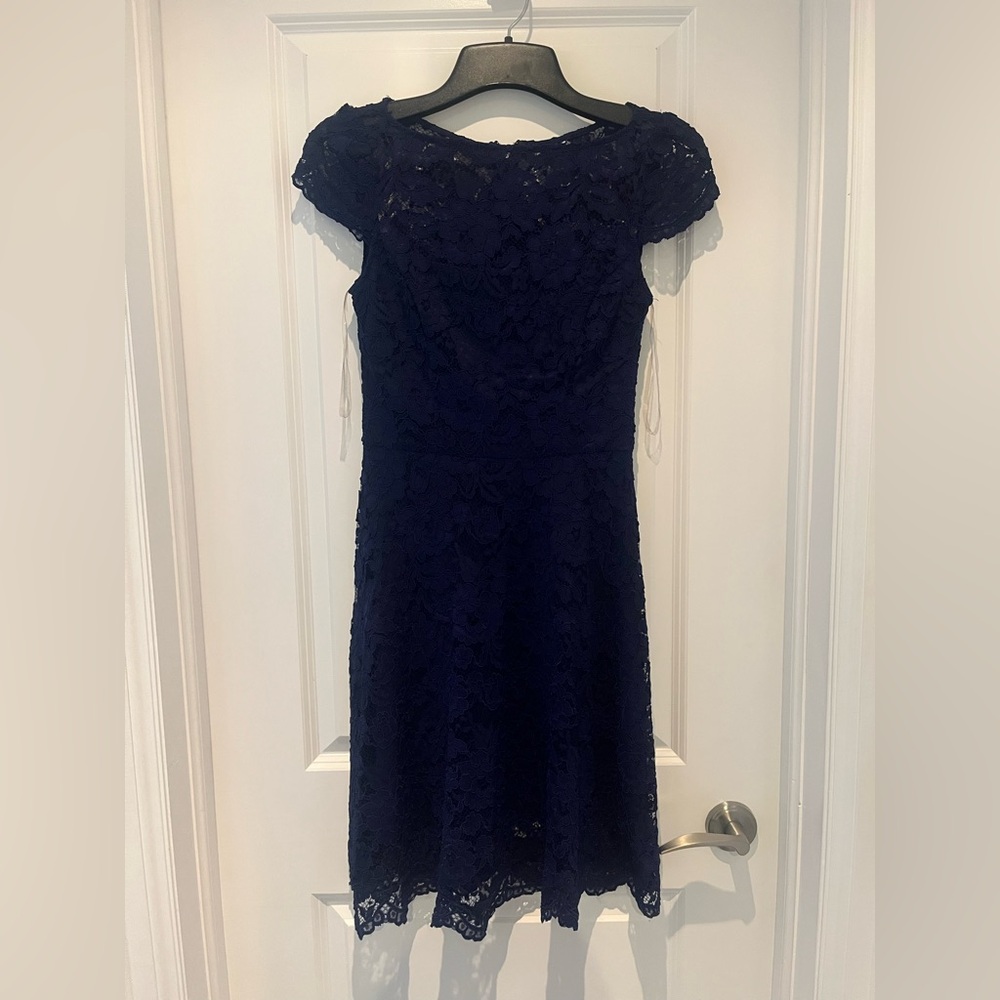 Le Chateau Midnight Blue Lace Midi Dress